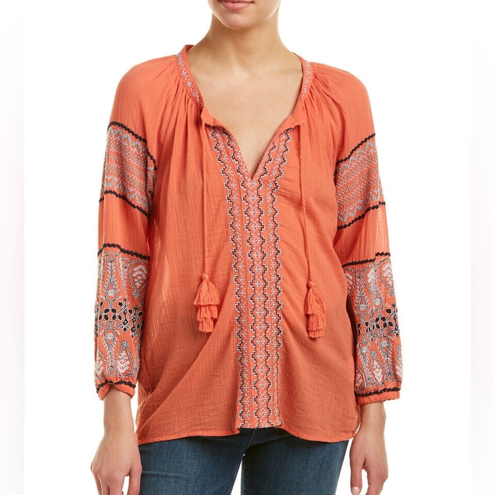 Joie Peasant Nelida Orange Tassel Top